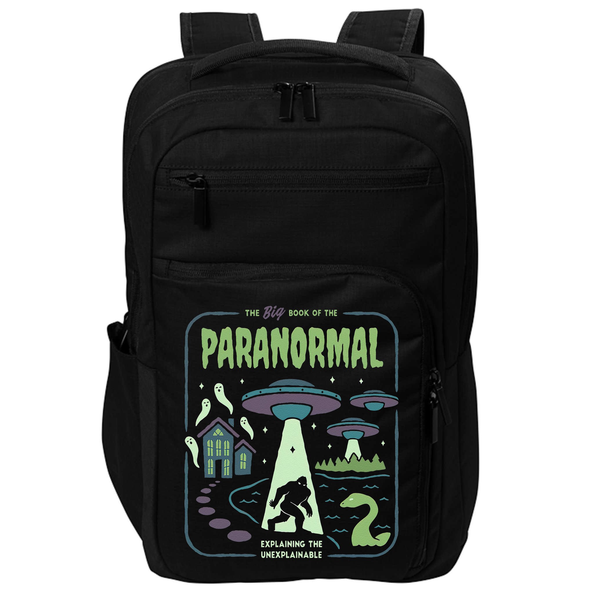 Paranormal Bigfoot Ghosts Aliens Sasquatch UFO Halloween Impact Tech Backpack