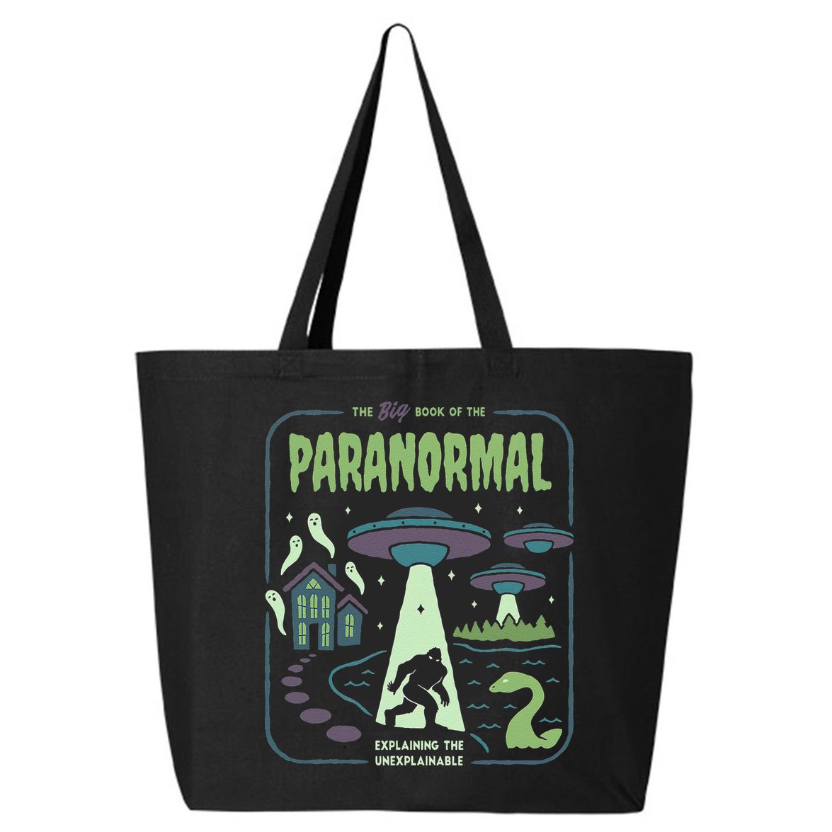 Paranormal Bigfoot Ghosts Aliens Sasquatch UFO Halloween 25L Jumbo Tote