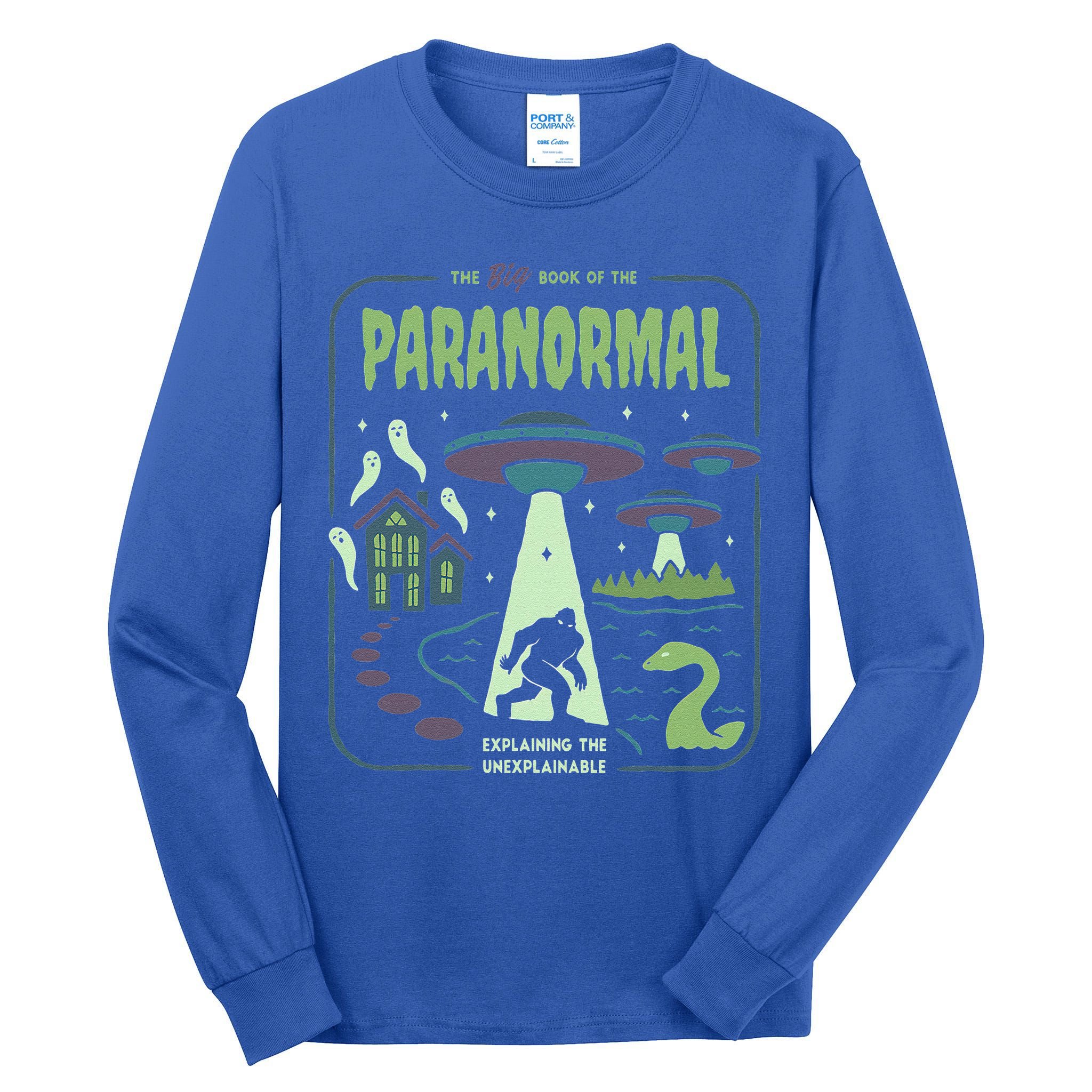 Paranormal Bigfoot Ghosts Aliens Sasquatch UFO Halloween Tall Long Sleeve T-Shirt