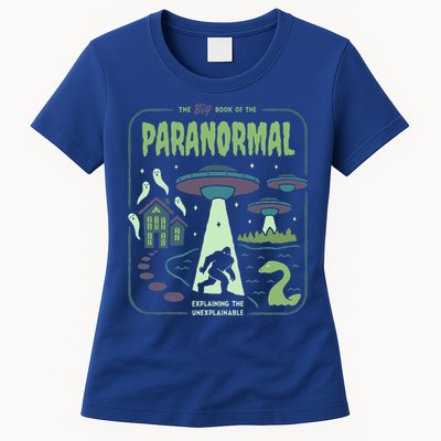 Paranormal Bigfoot Ghosts Aliens Sasquatch UFO Halloween Womens T-Shirt