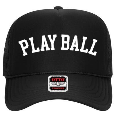 Play Ball Game Day High Crown Mesh Back Trucker Hat