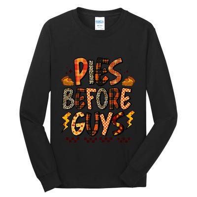 Pies Before Guys Funny Baby Thanksgiving Vibes Groovy Tall Long Sleeve T-Shirt