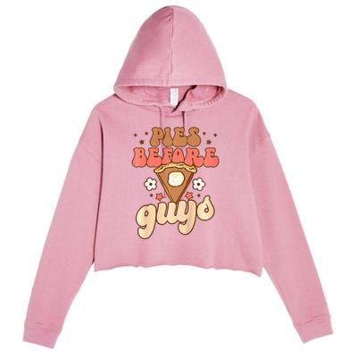 Pies Before Guys Funny Baby Thanksgiving Vibes Groovy Crop Fleece Hoodie