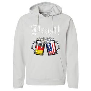 Prost Beer German American Flag Performance Fleece Hoodie