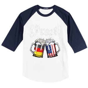 Prost Beer German American Flag Baseball Sleeve Shirt