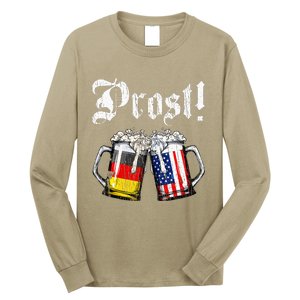 Prost Beer German American Flag Long Sleeve Shirt