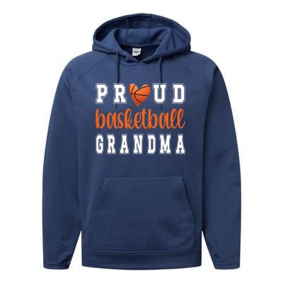 Proud Basketball Grandma Grandmother Of Basketball Player Great Gift Performance Fleece Hoodie