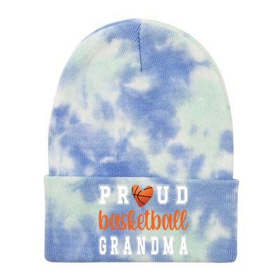 Proud Basketball Grandma Grandmother Of Basketball Player Great Gift Tie Dye 12in Knit Beanie