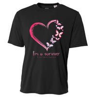 Pink Butterfly Heart Im A Survivor Breast Cancer Awareness Cooling Performance Crew T-Shirt