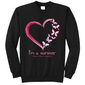 Pink Butterfly Heart Im A Survivor Breast Cancer Awareness Sweatshirt