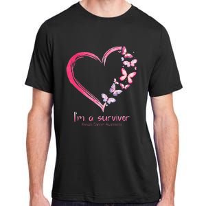 Pink Butterfly Heart Im A Survivor Breast Cancer Awareness Adult ChromaSoft Performance T-Shirt