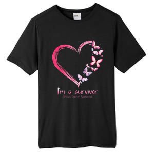 Pink Butterfly Heart Im A Survivor Breast Cancer Awareness Tall Fusion ChromaSoft Performance T-Shirt