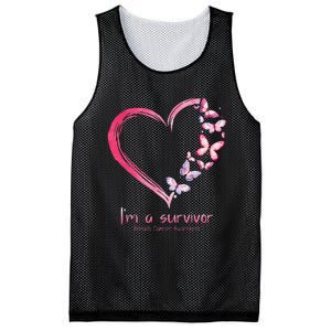 Pink Butterfly Heart Im A Survivor Breast Cancer Awareness Mesh Reversible Basketball Jersey Tank