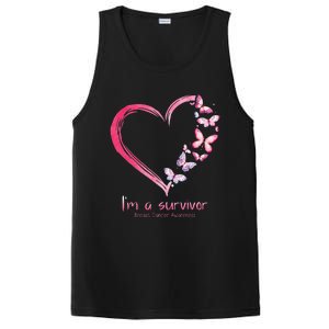 Pink Butterfly Heart Im A Survivor Breast Cancer Awareness PosiCharge Competitor Tank