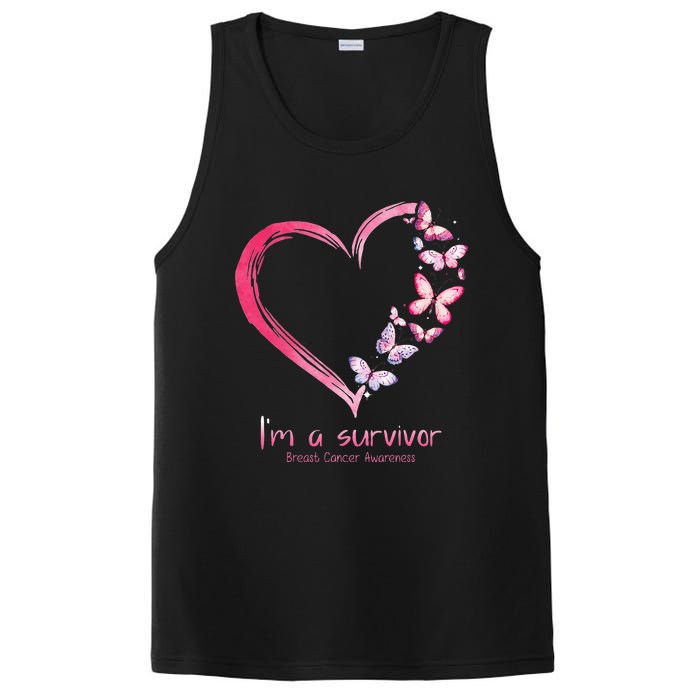 Pink Butterfly Heart Im A Survivor Breast Cancer Awareness PosiCharge Competitor Tank