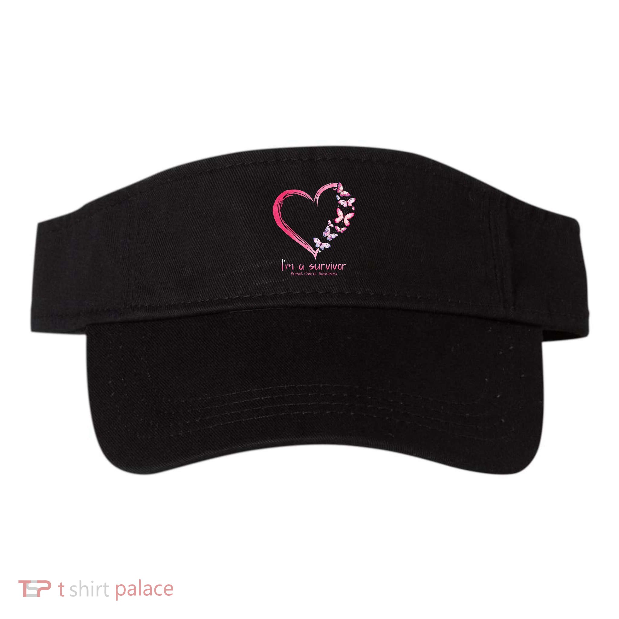 Pink Butterfly Heart Im A Survivor Breast Cancer Awareness Visor
