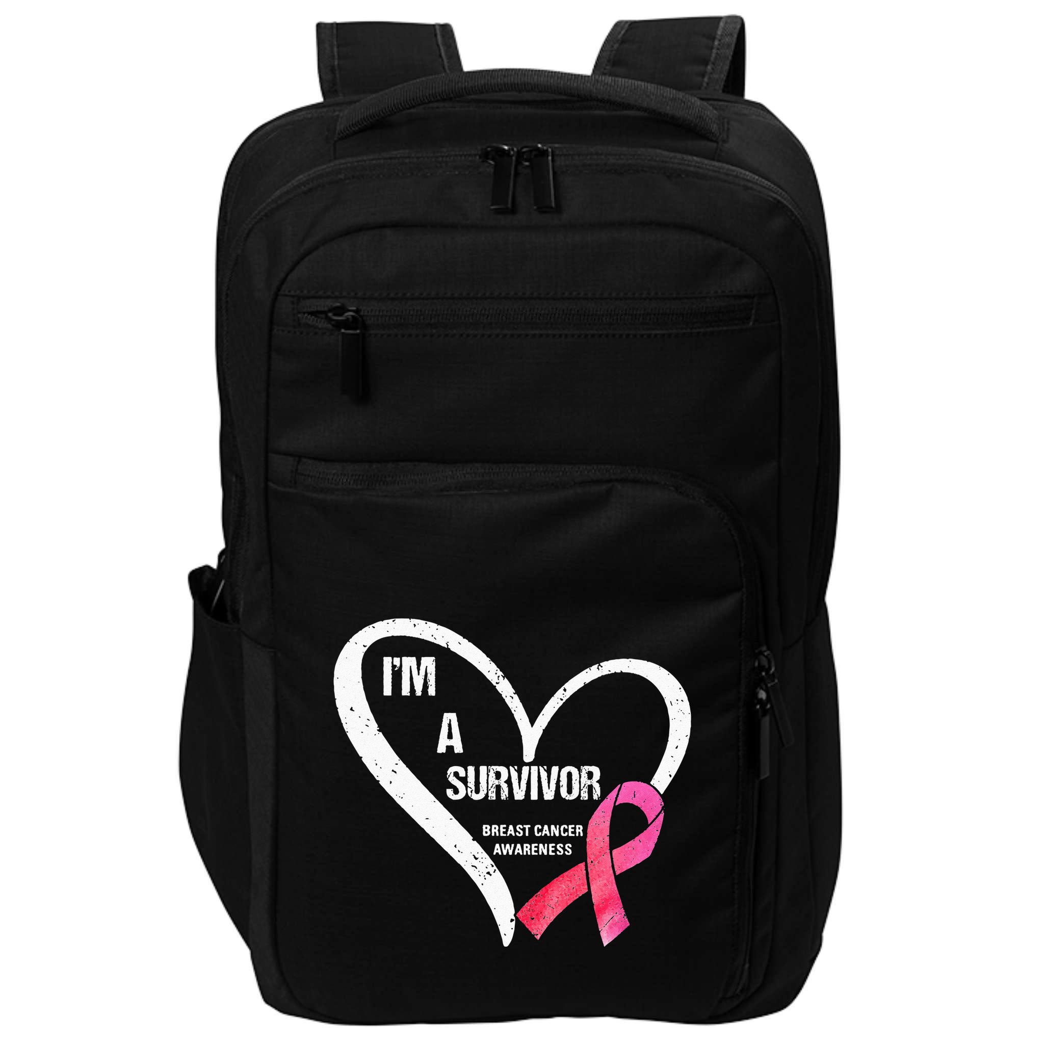 pink butterfly heart im a survivor breast cancer awareness Impact Tech Backpack