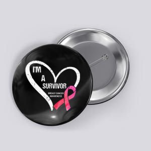 pink butterfly heart im a survivor breast cancer awareness Button