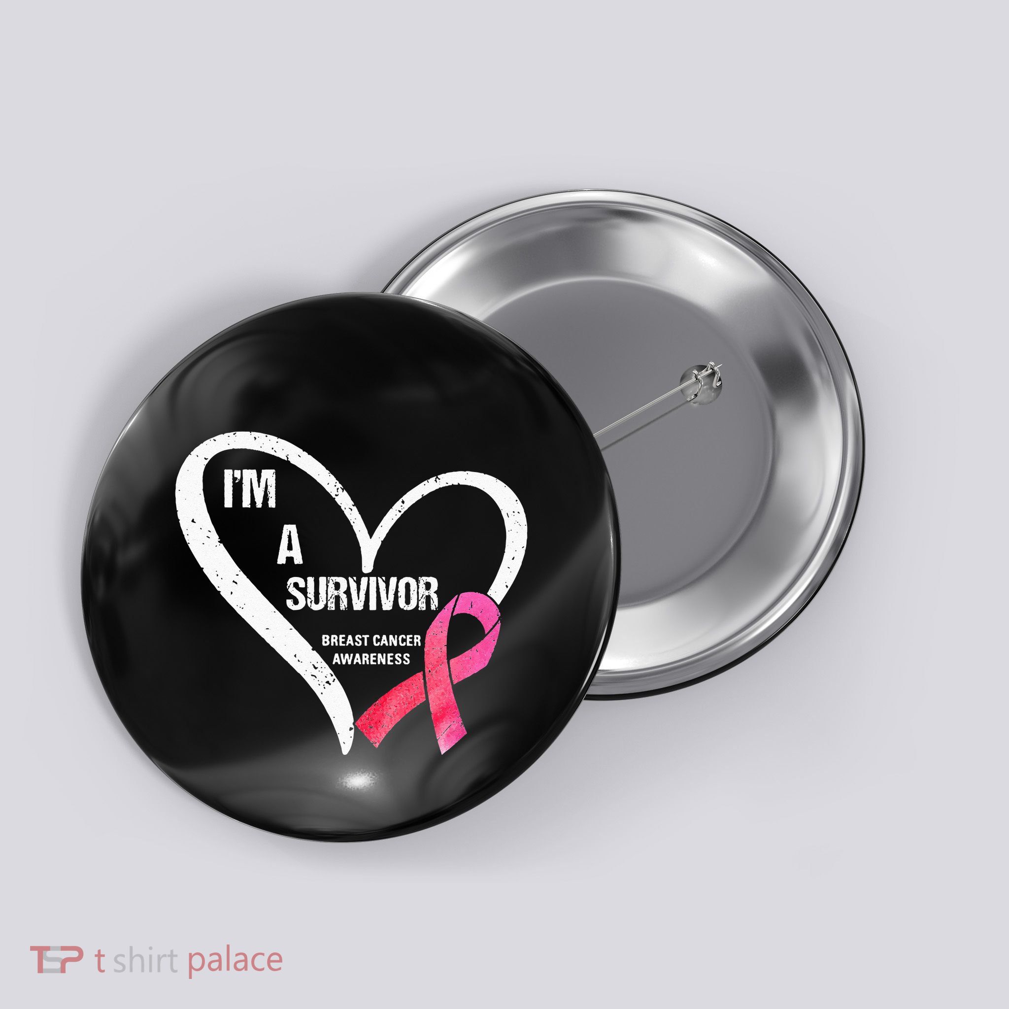 pink butterfly heart im a survivor breast cancer awareness Button
