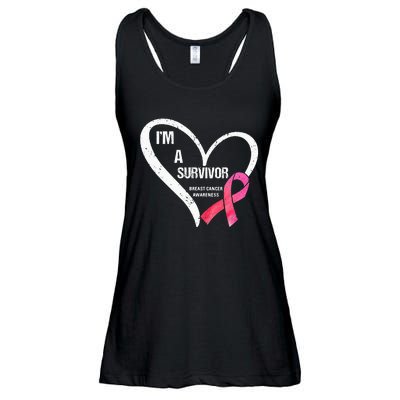 pink butterfly heart im a survivor breast cancer awareness Ladies Essential Flowy Tank