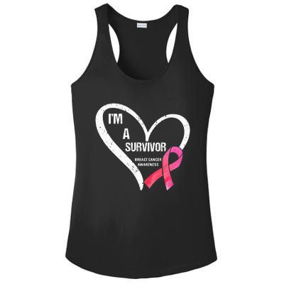 pink butterfly heart im a survivor breast cancer awareness Ladies PosiCharge Competitor Racerback Tank