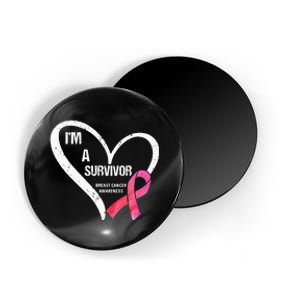 pink butterfly heart im a survivor breast cancer awareness Magnet