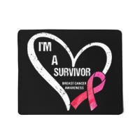 pink butterfly heart im a survivor breast cancer awareness Mousepad