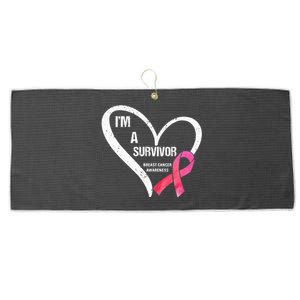 pink butterfly heart im a survivor breast cancer awareness Large Microfiber Waffle Golf Towel