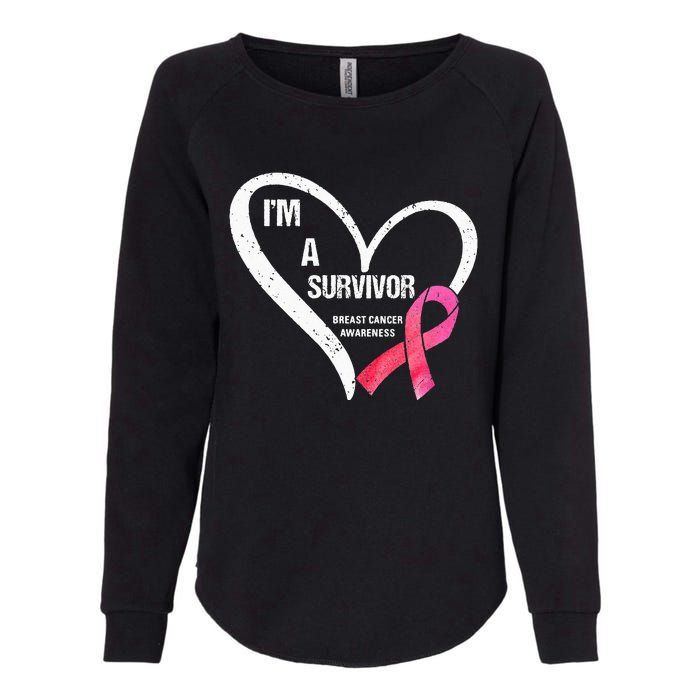 pink butterfly heart im a survivor breast cancer awareness Womens California Wash Sweatshirt