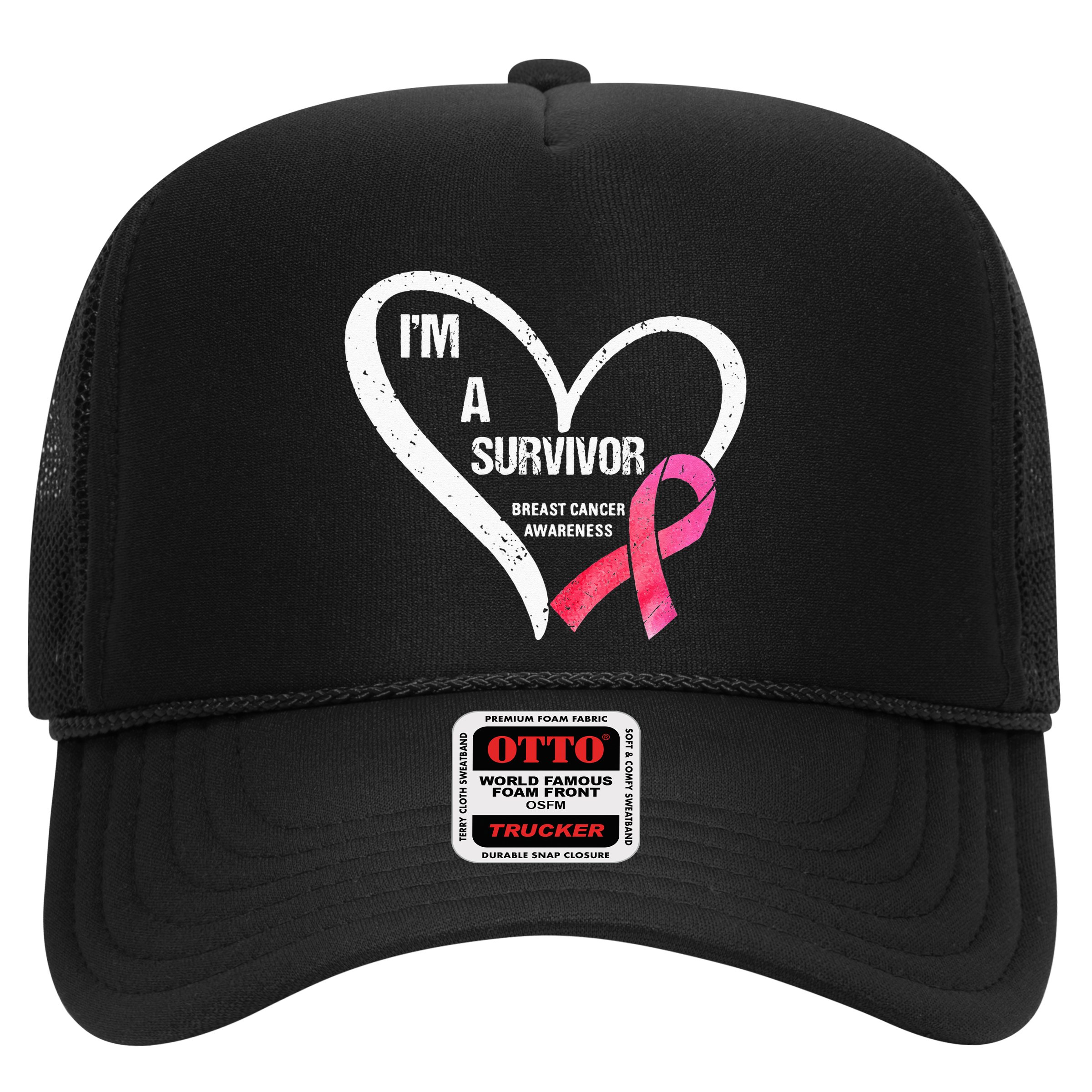pink butterfly heart im a survivor breast cancer awareness Hat