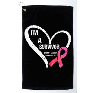 pink butterfly heart im a survivor breast cancer awareness Platinum Collection Golf Towel