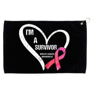 pink butterfly heart im a survivor breast cancer awareness Grommeted Golf Towel