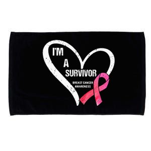 pink butterfly heart im a survivor breast cancer awareness Microfiber Hand Towel