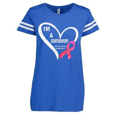 pink butterfly heart im a survivor breast cancer awareness Enza Ladies Jersey Football T-Shirt