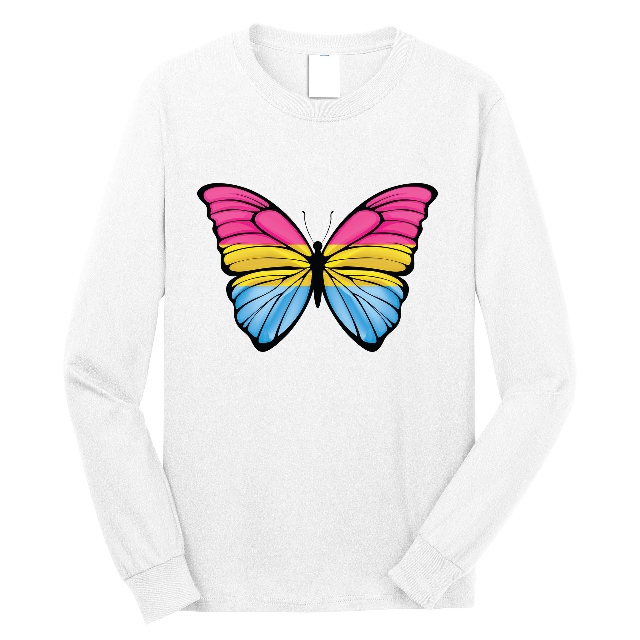 Pansexual Butterfly Hypolimnas Pan Pride Flag Pansexuality Long Sleeve Shirt