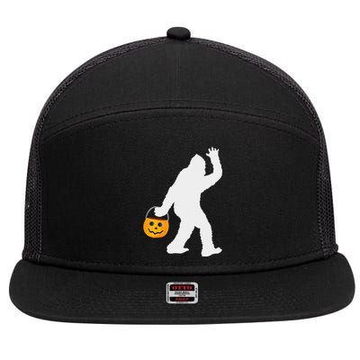 Pumpkin Bigfoot Halloween 7 Panel Mesh Trucker Snapback Hat