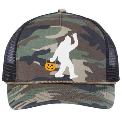 Pumpkin Bigfoot Halloween Retro Rope Trucker Hat Cap