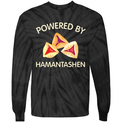 Powered By Hamantashen Happy Purim Costume Party Jewish Tie-Dye Long Sleeve Shirt