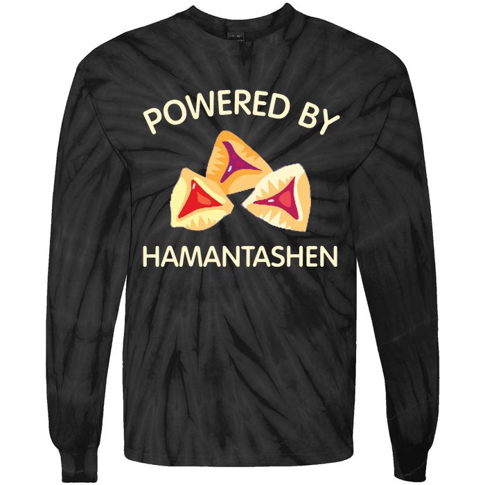 Powered By Hamantashen Happy Purim Costume Party Jewish Tie-Dye Long Sleeve Shirt