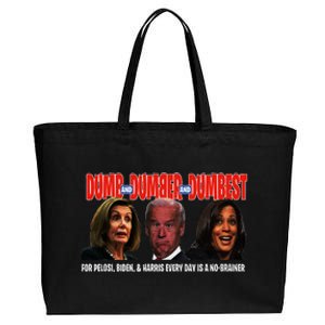 Pelosi Biden Harris Are Dumb & Dumber & Dumbest Funny Cotton Canvas Jumbo Tote