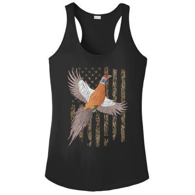 Pheasant Bird Hunting Usa American Flag Tree Camouflage Great Gift Ladies PosiCharge Competitor Racerback Tank