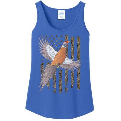 Pheasant Bird Hunting Usa American Flag Tree Camouflage Great Gift Ladies Essential Tank