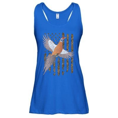 Pheasant Bird Hunting Usa American Flag Tree Camouflage Great Gift Ladies Essential Flowy Tank