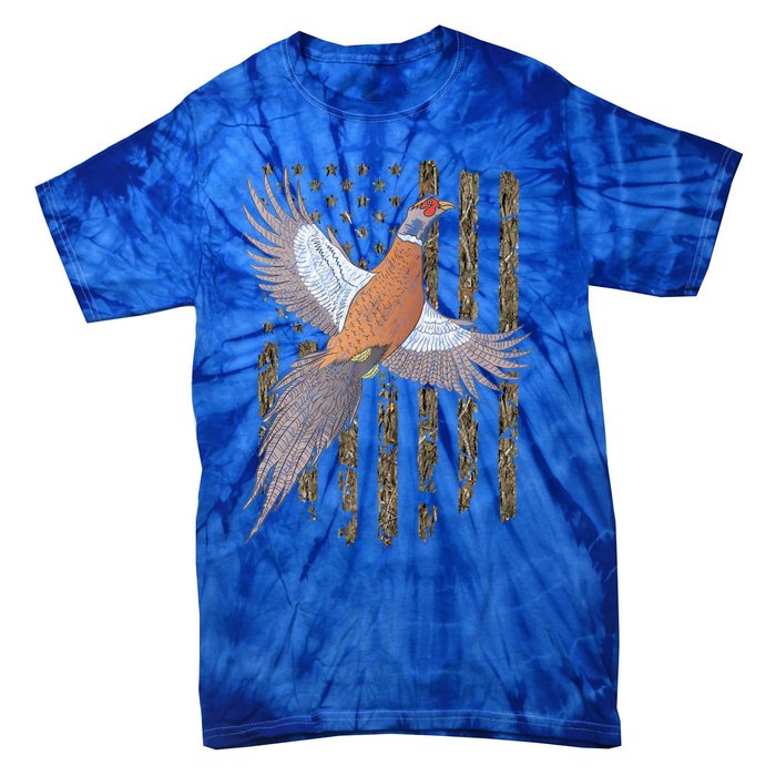 Pheasant Bird Hunting Usa American Flag Tree Camouflage Great Gift Tie-Dye T-Shirt