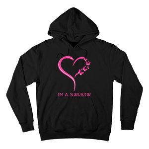 Pink Butterfly Heart IM A Survivor Breast Cancer Awareness Hoodie