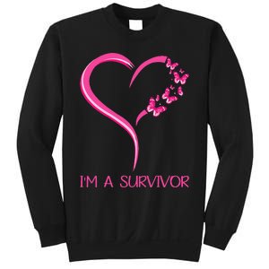 Pink Butterfly Heart IM A Survivor Breast Cancer Awareness Sweatshirt