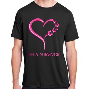 Pink Butterfly Heart IM A Survivor Breast Cancer Awareness Adult ChromaSoft Performance T-Shirt