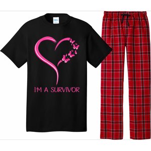 Pink Butterfly Heart IM A Survivor Breast Cancer Awareness Pajama Set