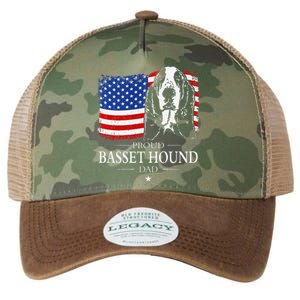 Proud Basset Hound Dad American Flag Patriotic Dog Gift Legacy Tie Dye Trucker Hat