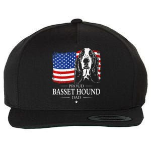 Proud Basset Hound Dad American Flag Patriotic Dog Gift Wool Snapback Cap